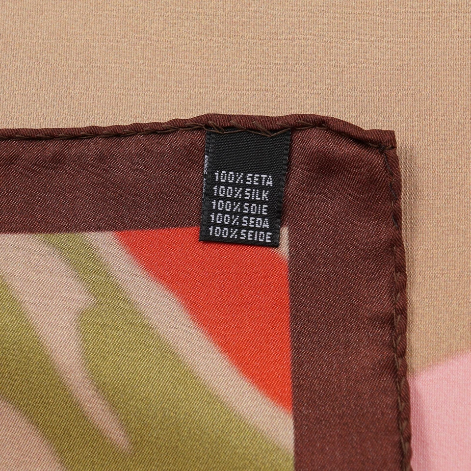 Kiton Napoli Gold-Green-Pink Abstract Print Silk Pocket Square - Image 4 of 4