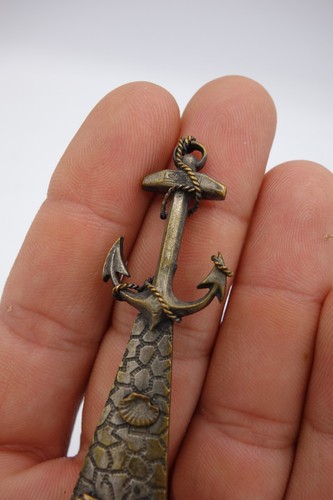 ouvre lettre , marque page bronze décor encre Marine. Coupe Papier Vintage - Imagen 8 de 9