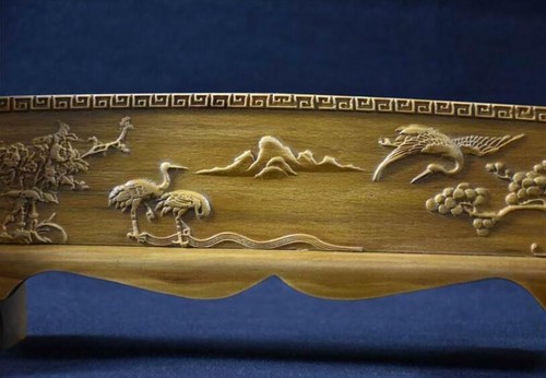 Spada da samurai in legno supporto katana supporto rack staffa di montaggio gru intagliata 2 livelli - Foto 3 di 5