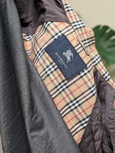 Vintage Burberry Gray Jacket Checkered Lining Women's Size S - Picture 15 of 23