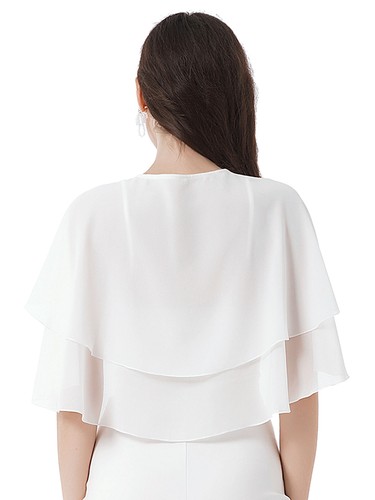 Chiffon Stola Schal Festlich Hochzeit Bolero Umschlagtuch Brautkleid Abendkleid - Bild 2 von 53