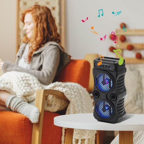 Rechargeable Dual 3" Portable LED Party Bluetooth Speaker AUX/FM/USB/TF/ Mic in - Picture 6 of 14