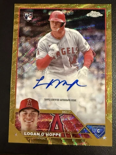2023 Topps Chrome Logan O'Hoppe Gold Wave Refractor Auto 04/50 Angeles RC 