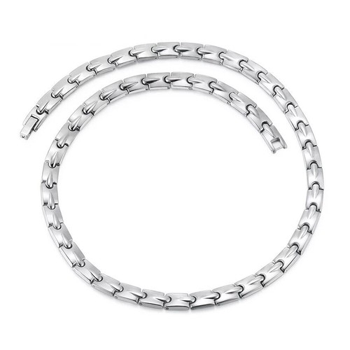 Silver Titanium Steel Ultra Strength Magnetic Therapy Energy Necklace +Gift Box - Picture 3 of 12