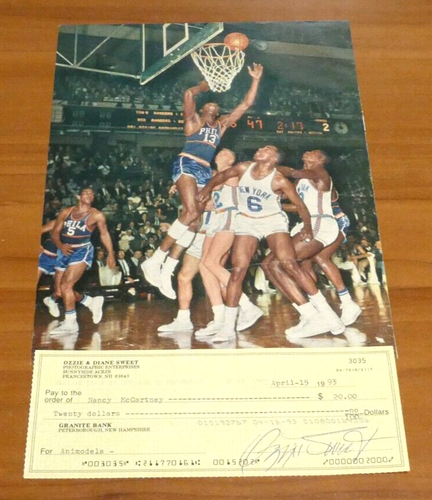 Wilt Chamberlain Ozzie Sweet Sport Magazine Page Photo w/ Signed Cancelled Check - Picture 1 of 6