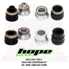 Hope Pro 2 EVO / Pro 4 Rear Hub Axle Conversion Kit Adapter QR 10mm 12mm x12mm