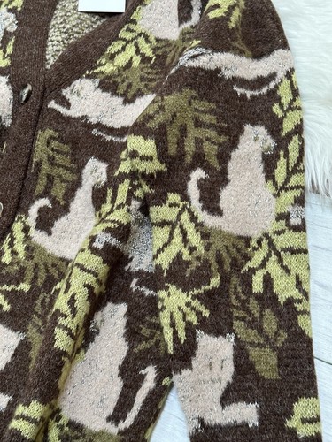 ZARA Katze tropischer Blattdruck Jacquardstrick übergroße Strickjacke M Bloggers Fave - Bild 7 von 15