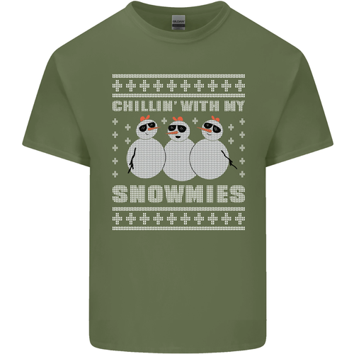 Chillin Con My Snowmies Divertido para Navidad Algodón Hombre Camiseta Top - Imagen 56 de 102
