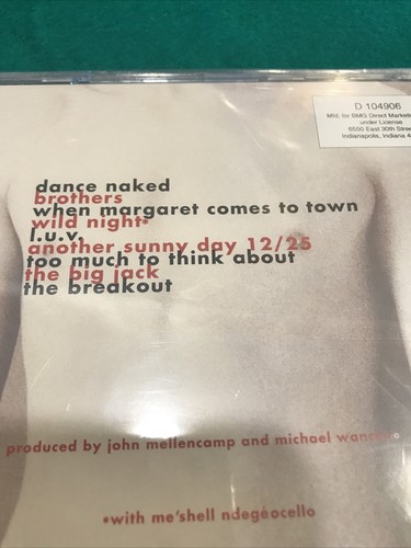 John Mellencamp Dance Naked New Sealed CD 1994 Big Jack Breakout Wild Night New - Foto 3 di 4