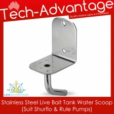 Heavy Duty Stainless Steel 90° Live Bait Tank Water Scoop (Suits Shurflo & Rule)