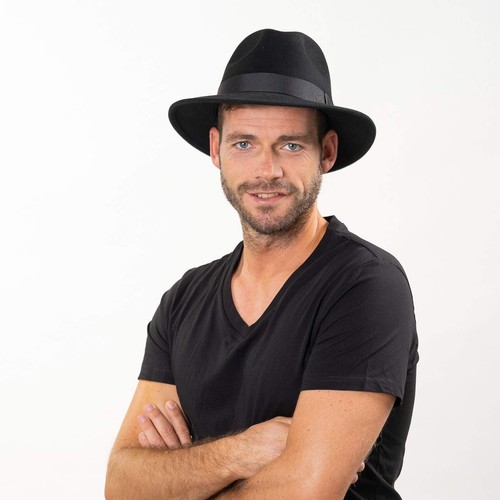 Wool Felt Wide Brim Fedora Hats for Women Men Black-L - Picture 2 of 7