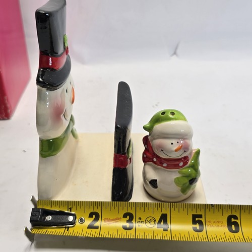 Entzückender Schneemann Serviettenhalter mit Salz und Pfeffer Set - Bild 10 von 11