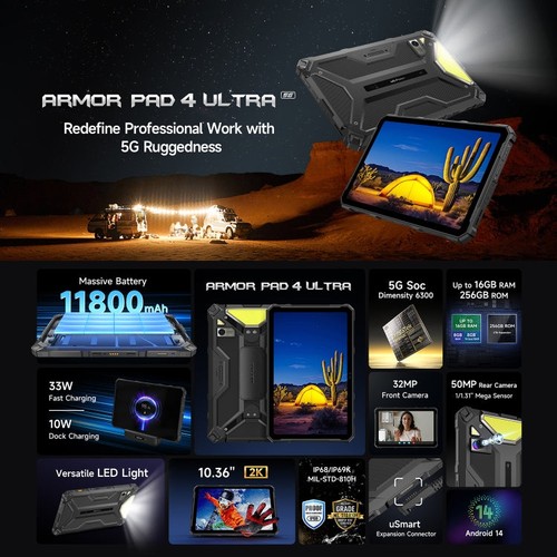 Ulefone Armor Pad 4 Ultra Rugged Tablet PC, 10.36 inch Android 14 MediaTek Dimen - Afbeelding 5 van 15