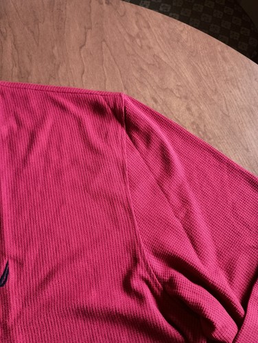 Nautica Nachtwäsche Herren rot Langarm Waffel Strick Lounging T-Shirt Gr. XL - Bild 5 von 21