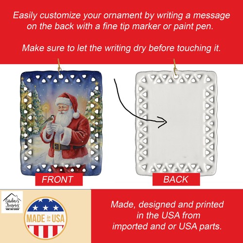 Caroline's Treasures Society Finch Santa Claus Porcelain Ornament FNT1219CO2 - Picture 3 of 3