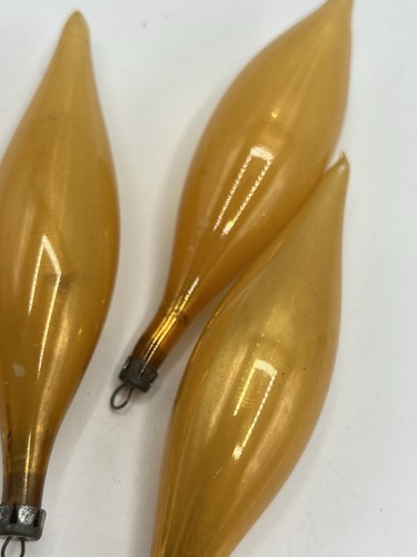 Lot of 5 Vintage Amber/Gold Mercury Glass Teardrop Icicle Ornaments ~ - Picture 7 of 7