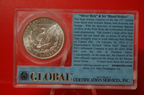 1887 P 1 $ Morgan Silber Dollar in Global Certification Services Platte - Bild 5 von 8