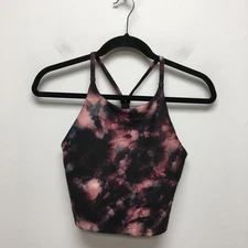Old Navy Womens Black Pink Tie Dye Active Powersoft Light Support Sports Bra S