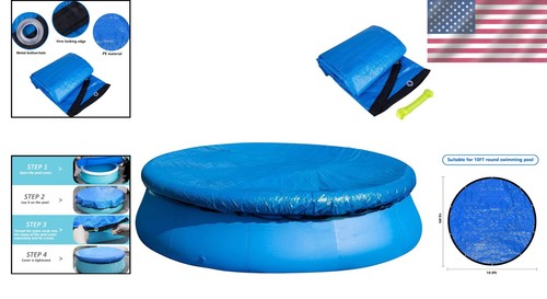 Durable 10ft Round Pool Cover with Solar Heating - Easy Install Protector - Picture 2 of 9