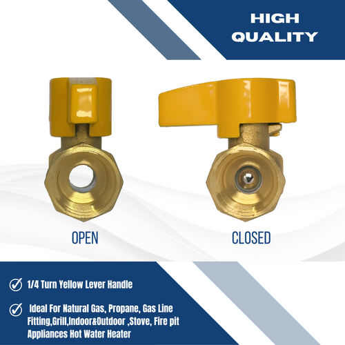 1 Piece XFITTING 3/8" Flare x 1/2" IPS Gas Ball Valve, Lead Free Brass - Picture 7 of 8