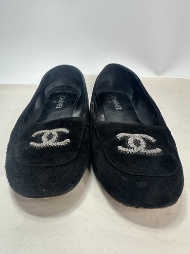 CHANEL Chain CC Halbschuhe schwarz Wildleder Gr. 41 Slipper Flats original mit COA - Bild 2 von 14
