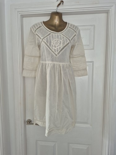 TOPSHOP IVORY CREAM VINTAGE ROSE LACE MINI TUNIC DRESS UK 10 Us 6 Alexa Chung - Picture 3 of 10