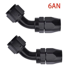 2Pcs AN6 Swivel Hose End Fitting Adaptor 45° Degree For Oil Fuel Line Black
