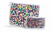 Clear Designer Zipper Bag Rainbow Leopard Print Travel Makeup Cosmetic Pouch