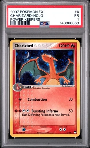 2007 POKEMON EX POWER KEEPERS #6 CHARIZARD-HOLO PSA 1