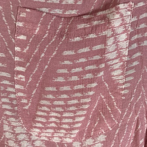 FRED DAVID pink white chevron zig zag v-neck 3/4 sleeves rayon blend top L - Picture 4 of 8