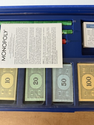 VTG SEALED Parker Brothers 1973 Monopoly Board Game Brand New Blue Carry Case - Picture 3 of 9