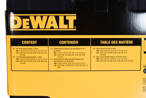 Juego de enchufes de impacto DeWalt DWMT19251 1/4" Drive métrico y SAE (48 piezas) - Imagen 3 de 7