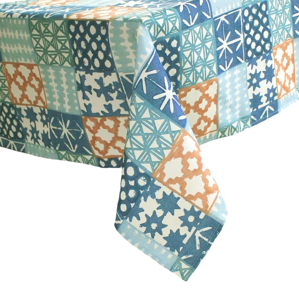 Mantel Food Network Azul Geométrico Patchwork Interior Exterior, 70 Redondo Foto 2 de 3