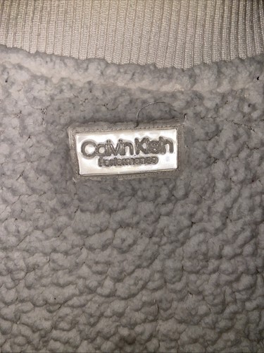 NWT Calvin Klein IVORY SHERPA Fleece Ivory ZIP Vest Jacket M NWOT - Picture 5 of 7