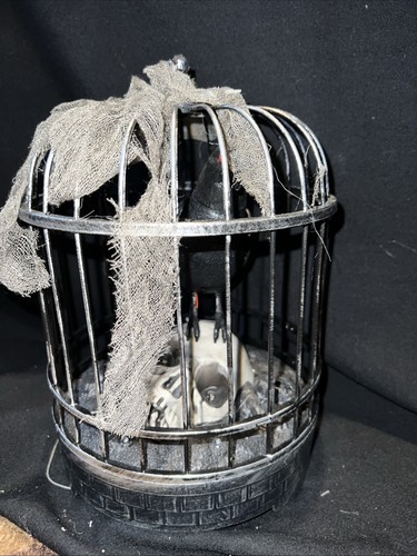 Gemmy ANIMATED Raven / Crow in Cage Halloween Haunted House Prop Decor - Picture 2 of 6