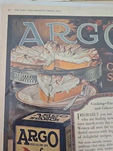 Antique 1919 Paper Advertising ARGO CORN STARCH Roll Recipes VINTAGE - Picture 3 of 6