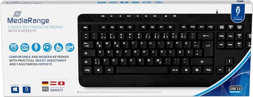 MediaRange MROS102 Multimedia keyboard QWERTZ with cable black Modern - 第 3/6 張圖片