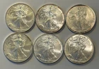 SIX 6 PCS 2003 SILVER AMERICAN EAGLES 1 OZ BULLION COINS LOT