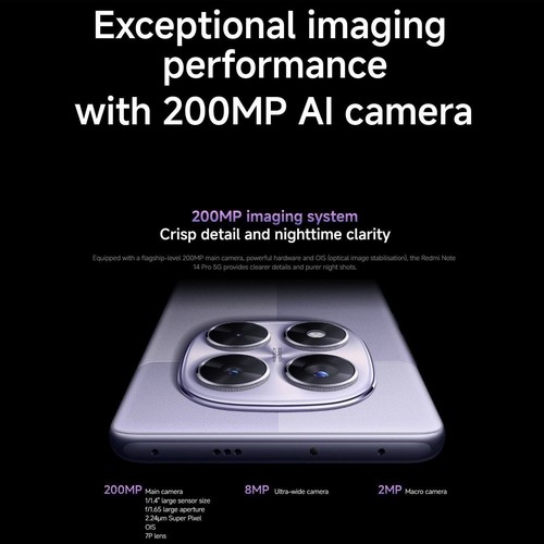 Xiaomi Redmi Note 14 Pro 5G GSM Unlocked 8GB+256GB 6.67" AMOLED 200MP Global NEW - Afbeelding 2 van 13