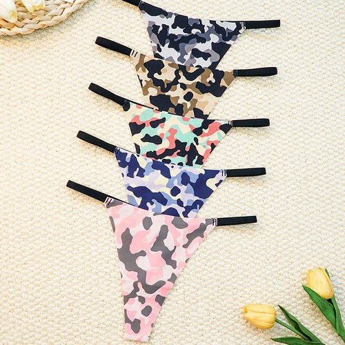 5er Pack Set Sexy Damen Camouflage Tangas Höschen Bikinis G String Unterwäsche Lingereis - Bild 7 von 11