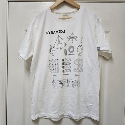 Typographia Pyramid Instructions T Shirt Mens XL Ivory Cotton Satirical Graphic