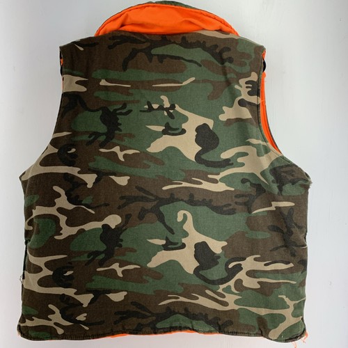 Vintage Mens Large Camouflage Orange Hunting Vest Outdoor Gorp Camp Reversible - Picture 5 of 9