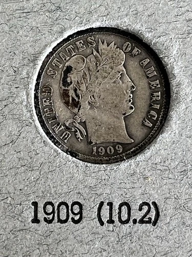 1909 Barber Liberty Head Dime 90% Silver Philadelphia Mint US Coin Auction NR