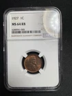 Beautiful High Grade 1927 Lincoln Cent.  NGC GRADED MS 64 RB