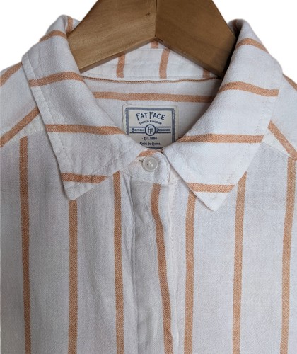 Fat Face Shirt Damen Größe 8 Leinen-Viskose-Mischung gestreift Overshirt - Bild 3 von 8