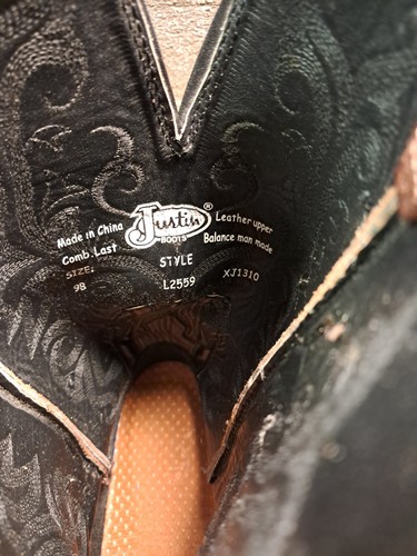Justin Botas Estampadas Western Cuero Marrón L2559 Botas Mujer Talla 9 B - Imagen 10 de 10