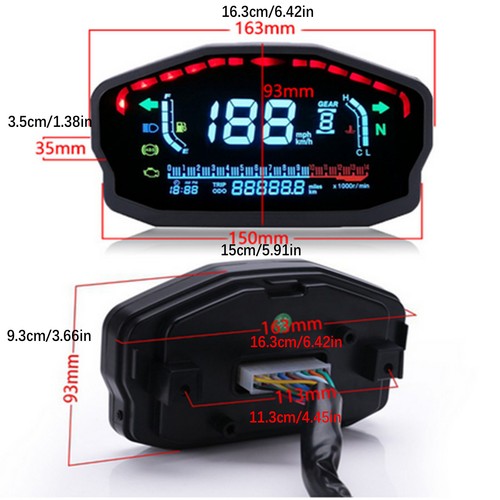 Motorcycle Speedometer LCD Digital Tachometer Odometer DC 8-12V Gauge Universal - Picture 8 of 13