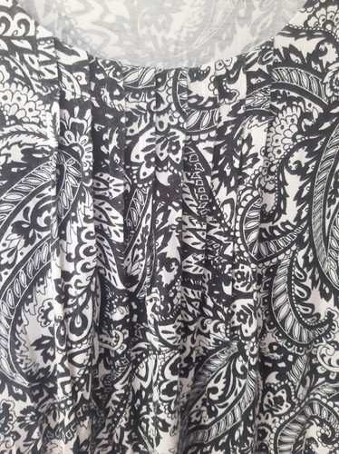 EUC Croft & Barrow Damen Übergröße 1X Kurzarm schwarz & weiß Paisley Oberteil - Bild 4 von 12