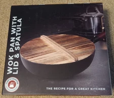 Brand New! Chef’s Counter Wok Pan With Lid And Spatula Pre-Seasoned Carbon Steel