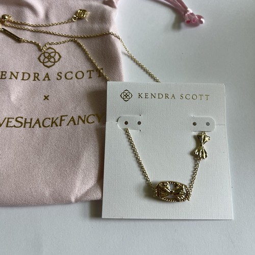 💜Kendra Scott Love Shack Fancy Elisa Bow Purple Sunny Meadow Gold Necklace 🎀 - Picture 8 of 12